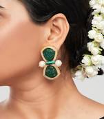 Green & White Austrian Zircon Diamond Earrings