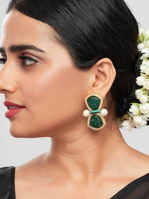 Green & White Austrian Zircon Diamond Earrings 2