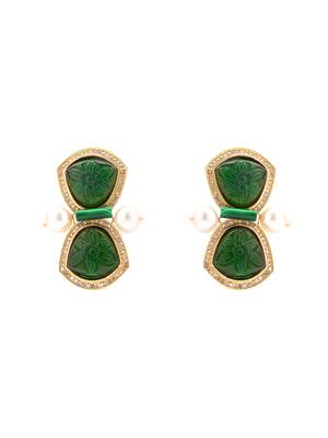 Green & White Austrian Zircon Diamond Earrings 3