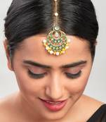 Green Enamelled Kundan Polki Ethnic Maang Tikka