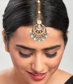 Blue Enamelled Kundan Polki Ethnic Maang Tikka