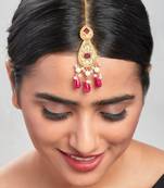 Red & Gold Kundan Polki Ethnic Maang Tikka