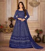 BLUE GEORGETTE THREAD WITH SEQUIENCE EMBROIDERED WORK SALWAR SUIT DUPATTA