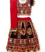 Banjara India Kutchi Embroidered Girls Chaniya Choli with Dupatta (CC-PTW) - Black