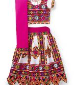 Banjara India Kutchi Embroidered Girls Chaniya Choli with Dupatta (CC-PTW) - White