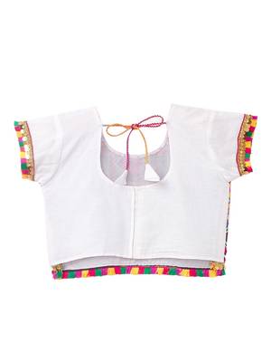 Banjara India Kutchi Embroidered Girls Chaniya Choli with Dupatta (CC-PTW) - White 3