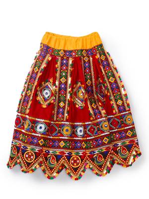 Banjara India Kutchi Embroidered Girls Chaniya Choli with Dupatta (CC-PTW) - Red 2