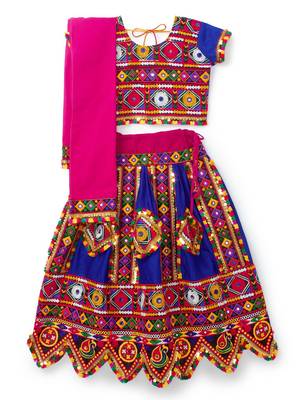 Banjara India Kutchi Embroidered Girls Chaniya Choli with Dupatta (CC-PTW) - Blue 1