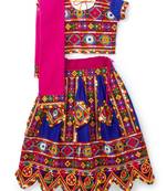 Banjara India Kutchi Embroidered Girls Chaniya Choli with Dupatta (CC-PTW) - Blue