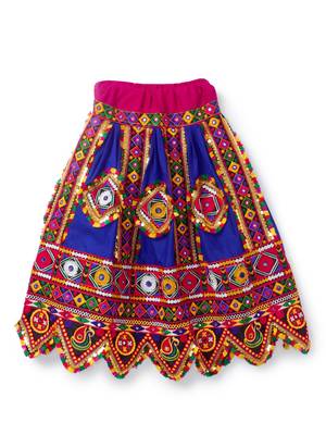 Banjara India Kutchi Embroidered Girls Chaniya Choli with Dupatta (CC-PTW) - Blue 2