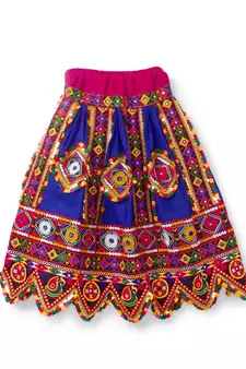Banjara India Kutchi Embroidered Girls Chaniya Choli with Dupatta (CC-PTW) - Blue