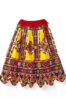 Banjara India Kutchi Embroidered Girls Chaniya Choli with Dupatta (CC-PTW) - Yellow