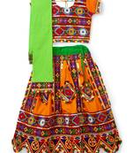 Banjara India Kutchi Embroidered Girls Chaniya Choli with Dupatta (CC-PTW) - Orange