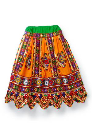 Banjara India Kutchi Embroidered Girls Chaniya Choli with Dupatta (CC-PTW) - Orange 2