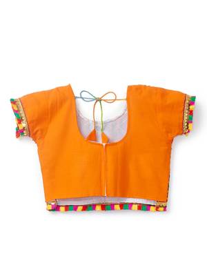 Banjara India Kutchi Embroidered Girls Chaniya Choli with Dupatta (CC-PTW) - Orange 3