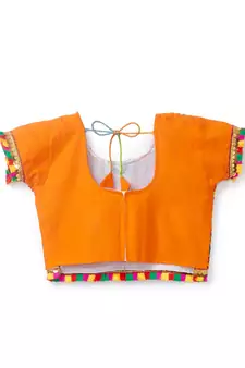 Banjara India Kutchi Embroidered Girls Chaniya Choli with Dupatta (CC-PTW) - Orange
