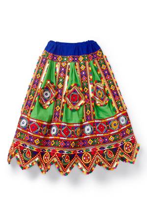 Banjara India Kutchi Embroidered Girls Chaniya Choli with Dupatta (CC-PTW) - GREEN 2