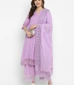 Lavender Cotton Moss Butta Kurta Pant Set