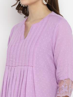 Lavender Cotton Moss Butta Kurta Pant Set 6
