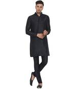 Black printed jaquard men-kurtas