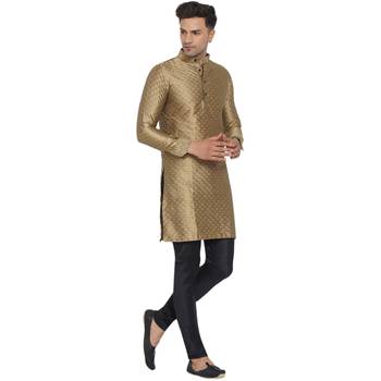 Brown printed jaquard men-kurtas 1