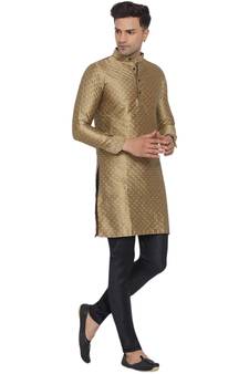 Brown printed jaquard men-kurtas