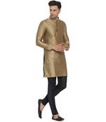 Brown printed jaquard men-kurtas