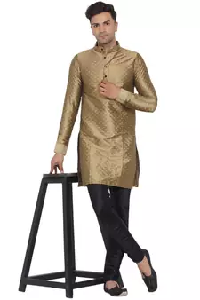 Brown printed jaquard men-kurtas