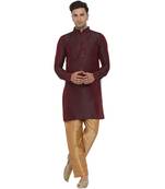 Maroon printed jaquard men-kurtas