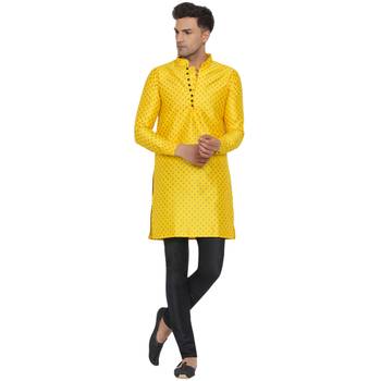 Yellow printed banarasi men-kurtas 1