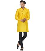 Yellow printed banarasi men-kurtas