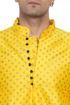 Yellow printed banarasi men-kurtas