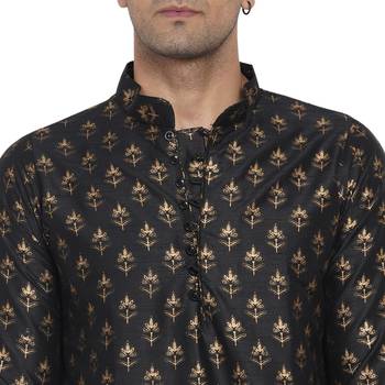 Black printed banarasi men-kurtas 5