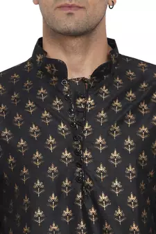 Black printed banarasi men-kurtas