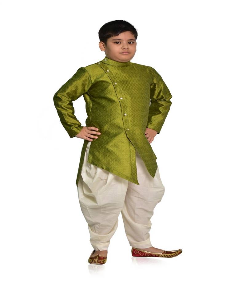 ANAN Kid's Festive & Party Green Kurta and Patiala Set  ( Green Pack of 1 )