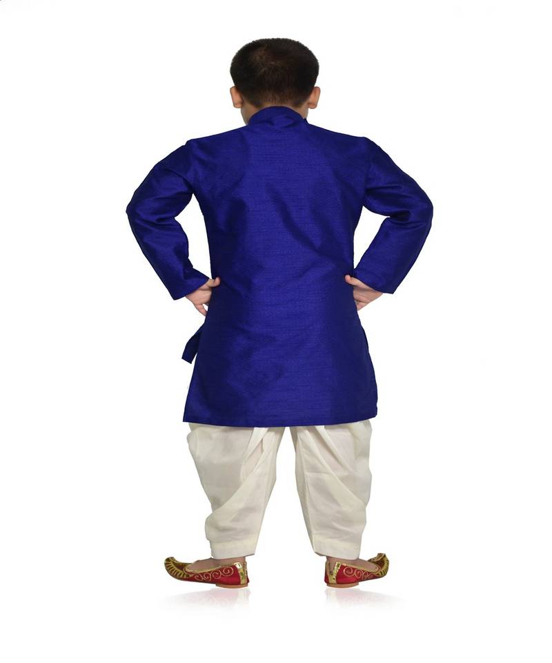 ANAN Kid's Festive & Party Blue Kurta and Patiala Set  ( Blue Pack of 1 )