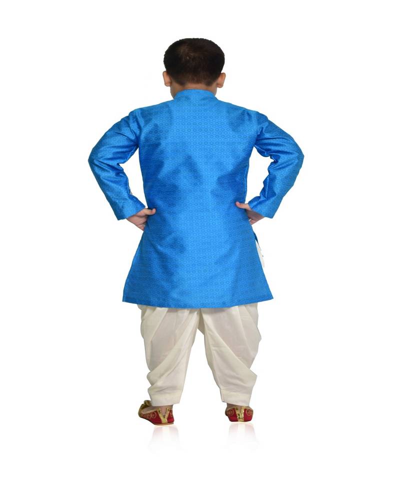 ANAN Kid's Festive & Party Sky Blue Kurta and Patiala Set  ( Sky Blue Pack of 1 )