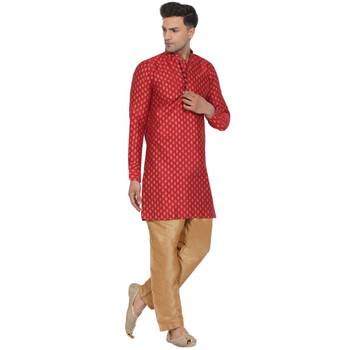 Red printed banarasi men-kurtas 2