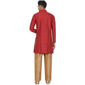 Red printed banarasi men-kurtas 4