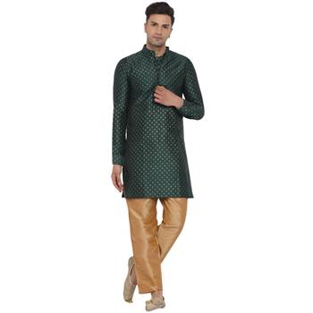 Green printed banarasi men-kurtas 1