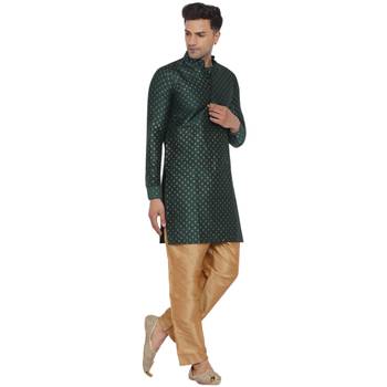 Green printed banarasi men-kurtas 2
