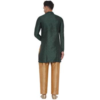 Green printed banarasi men-kurtas 4