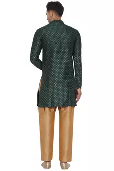 Green printed banarasi men-kurtas