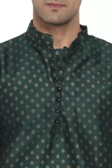 Green printed banarasi men-kurtas