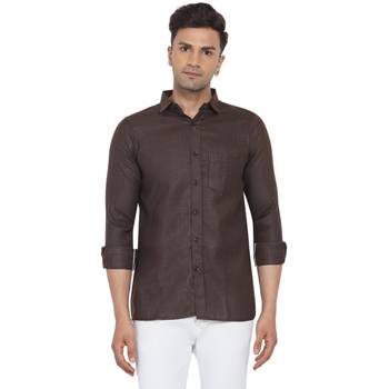 Brown plain cotton men-Shirt 1