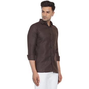 Brown plain cotton men-Shirt 2