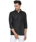Black plain cotton men-Shirt