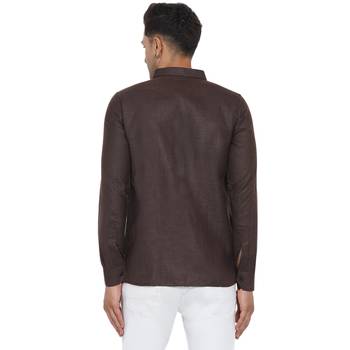 Brown plain cotton men-Shirt 4