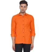 Orange plain cotton men-Shirt