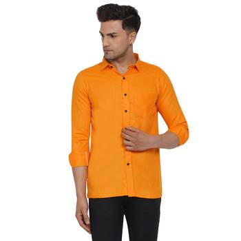 Orange plain cotton men-Shirt 1